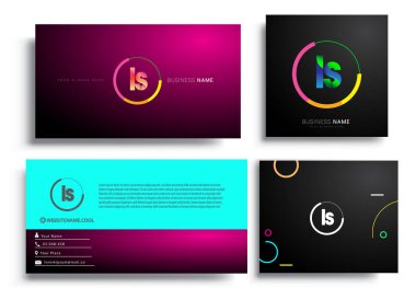 Renkli çemberli LS logosu, yüzüklü harf kombinasyonlu logo tasarımı, şirket kimliği için kartvizit setleri, yaratıcı endüstri, web, beyaz arka planda izole edilmiş..