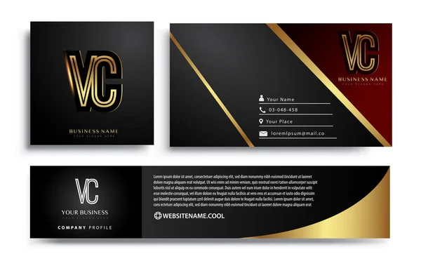 Premium Vector  Letter vl or vc monogram logo with business card design