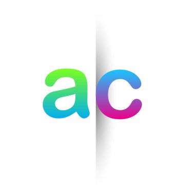 İlk Harf AC Küçük Logo Yeşil, Pembe ve Mavi, Modern ve Basit Logo Tasarımı.
