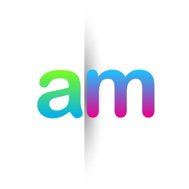 Initial Letter AM Lowercase Logo green, pink and Blue, Modern and Simple Logo Design.