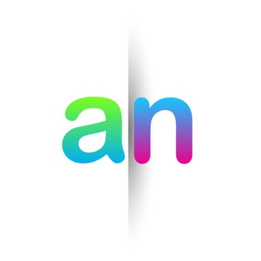 Initial Letter AN Lowercase Logo green, pink and Blue, Modern and Simple Logo Design.
