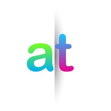 Initial Letter AT Lowercase Logo green, pink and Blue, Modern and Simple Logo Design.