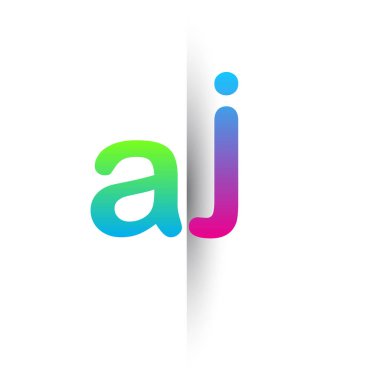 Initial Letter AJ Lowercase Logo green, pink and Blue, Modern and Simple Logo Design.