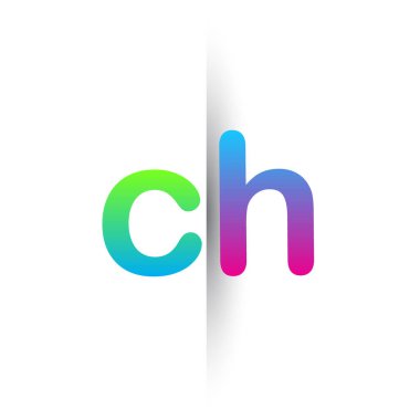 Initial Letter CH Lowercase Logo green, pink and Blue, Modern and Simple Logo Design.