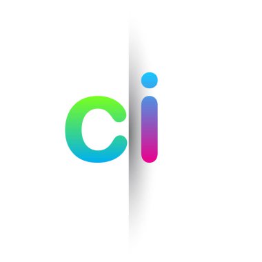 Initial Letter CI Lowercase Logo green, pink and Blue, Modern and Simple Logo Design.