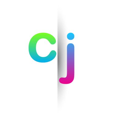 Initial Letter CJ Lowercase Logo green, pink and Blue, Modern and Simple Logo Design.