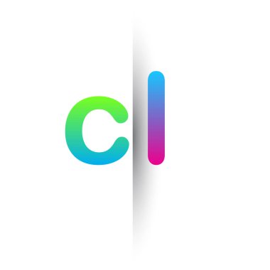 Initial Letter CL Lowercase Logo green, pink and Blue, Modern and Simple Logo Design.