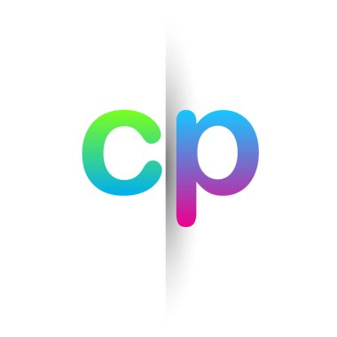 Initial Letter CP Lowercase Logo green, pink and Blue, Modern and Simple Logo Design.