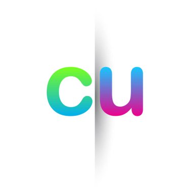 Initial Letter CU Lowercase Logo green, pink and Blue, Modern and Simple Logo Design.