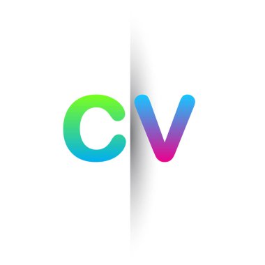 Initial Letter CV Lowercase Logo green, pink and Blue, Modern and Simple Logo Design.