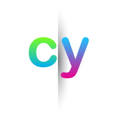 Initial Letter CY Lowercase Logo green, pink and Blue, Modern and Simple Logo Design.