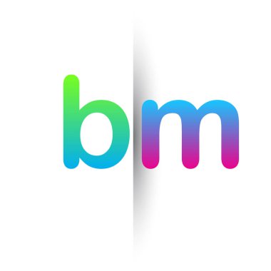 Initial Letter BM Lowercase Logo green, pink and Blue, Modern and Simple Logo Design.