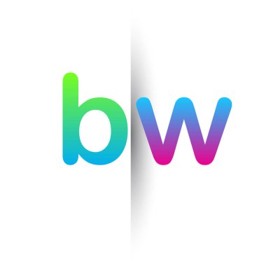 Initial Letter BW Lowercase Logo green, pink and Blue, Modern and Simple Logo Design.