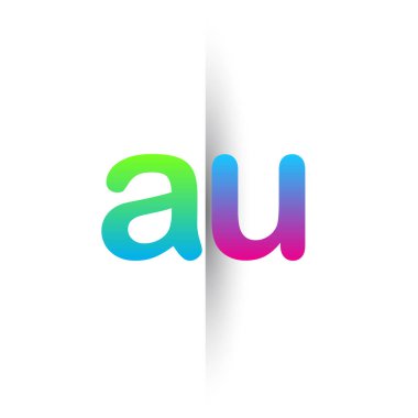 Initial Letter AU Lowercase Logo green, pink and Blue, Modern and Simple Logo Design.