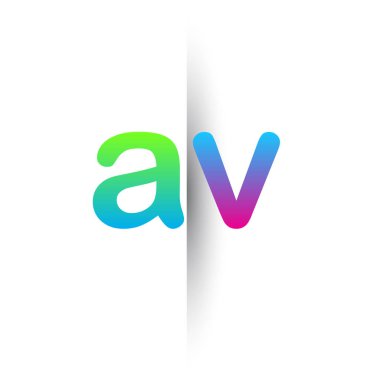 Initial Letter AV Lowercase Logo green, pink and Blue, Modern and Simple Logo Design.