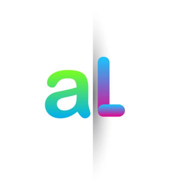 Initial Letter AL Lowercase Logo green, pink and Blue, Modern and Simple Logo Design.