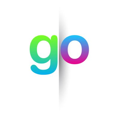 Initial Letter GO Lowercase Logo green, pink and Blue, Modern and Simple Logo Design.