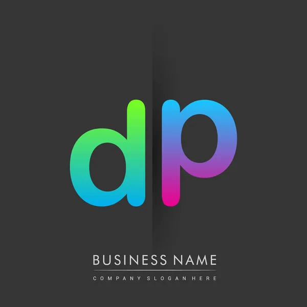 Initial Letter Lowercase Logo Green Pink Blue Modern Simple Logo —  Vetores de Stock