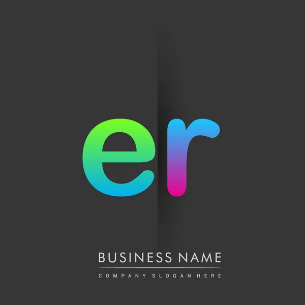 Initial Letter Lowercase Logo Green Pink Blue Modern Simple Logo — Vector de stock