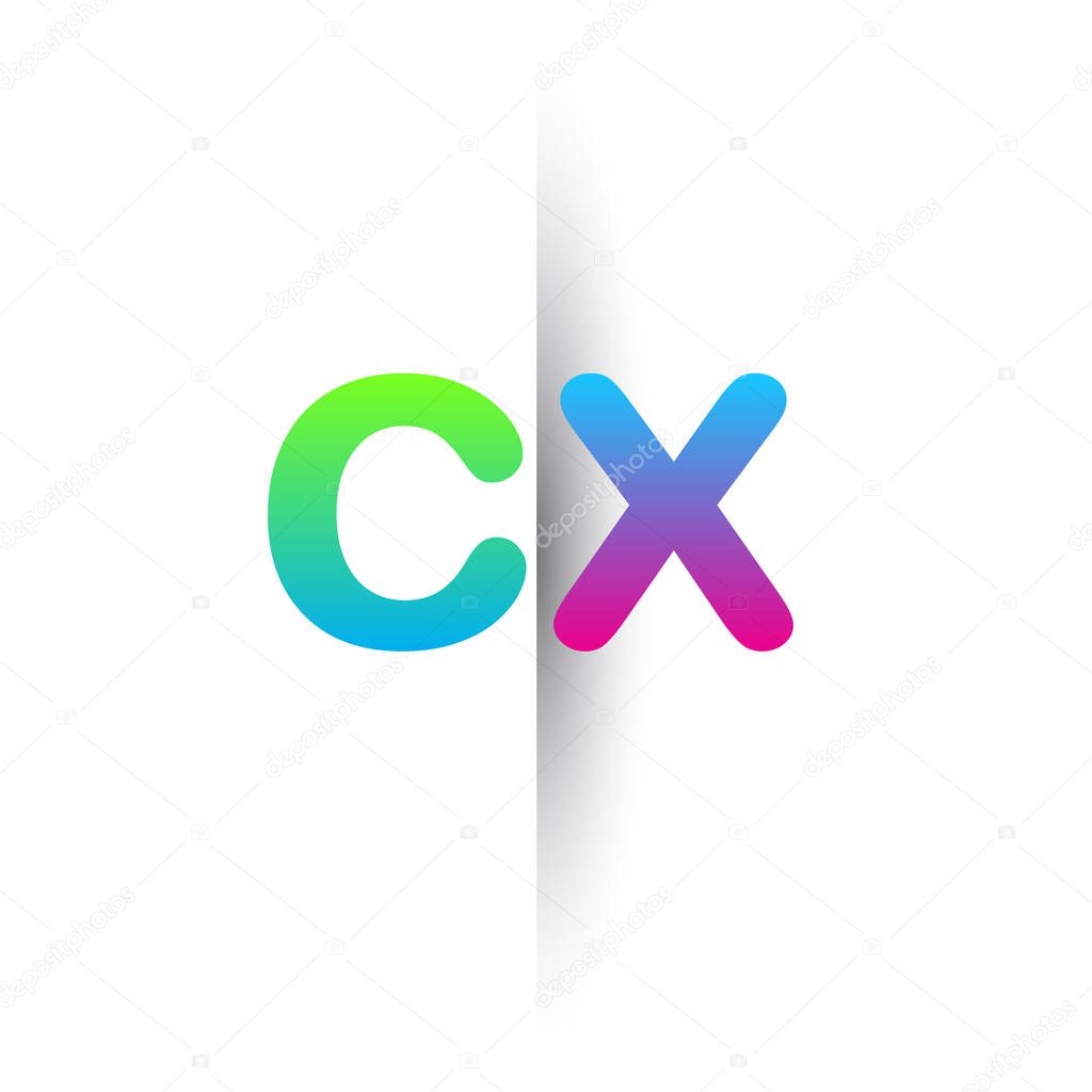 Initial Letter CX Lowercase Logo green, pink and Blue, Modern and Simple Logo Design.