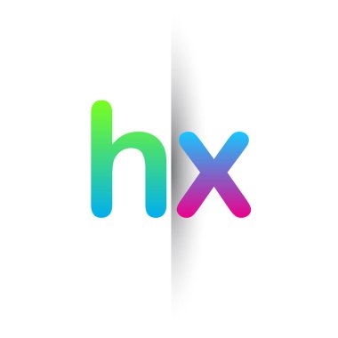 Initial Letter HX Lowercase Logo green, pink and Blue, Modern and Simple Logo Design.