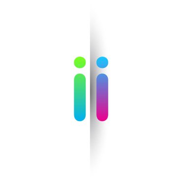 Initial Letter II Lowercase Logo green, pink and Blue, Modern and Simple Logo Design.