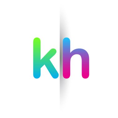 Initial Letter KH Lowercase Logo green, pink and Blue, Modern and Simple Logo Design.