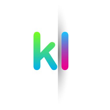 Initial Letter KL Lowercase Logo green, pink and Blue, Modern and Simple Logo Design.