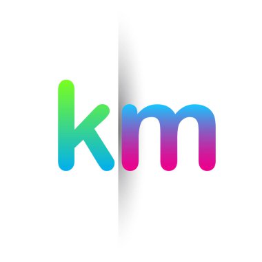 Initial Letter KM Lowercase Logo green, pink and Blue, Modern and Simple Logo Design.