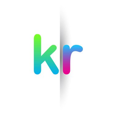 Initial Letter KR Lowercase Logo green, pink and Blue, Modern and Simple Logo Design.