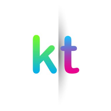 Initial Letter KT Lowercase Logo green, pink and Blue, Modern and Simple Logo Design.