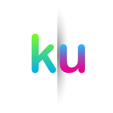 Initial Letter KU Lowercase Logo green, pink and Blue, Modern and Simple Logo Design.