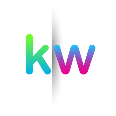 Initial Letter KW Lowercase Logo green, pink and Blue, Modern and Simple Logo Design.