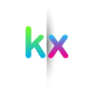 Initial Letter KX Lowercase Logo green, pink and Blue, Modern and Simple Logo Design.