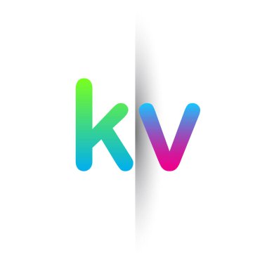 Initial Letter KV Lowercase Logo green, pink and Blue, Modern and Simple Logo Design.