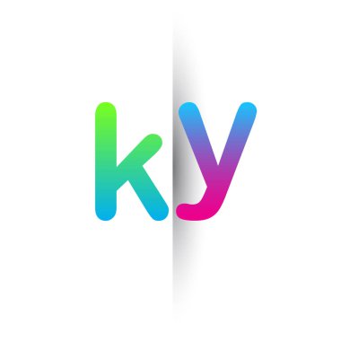 Initial Letter KY Lowercase Logo green, pink and Blue, Modern and Simple Logo Design.