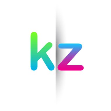 Initial Letter KZ Lowercase Logo green, pink and Blue, Modern and Simple Logo Design.