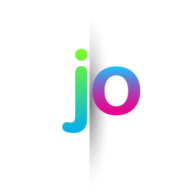 İlk Harf JO Küçük Logo Yeşil, Pembe ve Mavi, Modern ve Basit Logo Tasarımı.