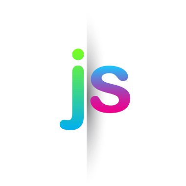 İlk Harf JS Küçük Logo Yeşil, Pembe ve Mavi, Modern ve Basit Logo Tasarımı.