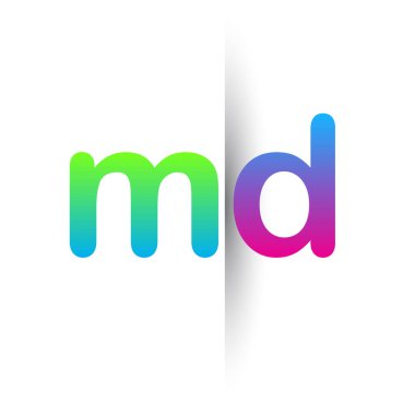 İlk Harf MD Logo Yeşil, Pembe ve Mavi, Modern ve Basit Logo Tasarımı.