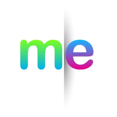 İlk Harf ME Küçük Logo Yeşil, Pembe ve Mavi, Modern ve Basit Logo Tasarımı.