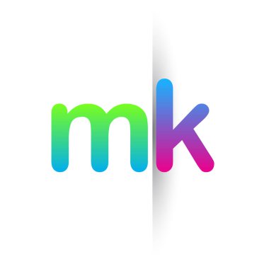 İlk Harf MK Küçük Logo Yeşil, Pembe ve Mavi, Modern ve Basit Logo Tasarımı.