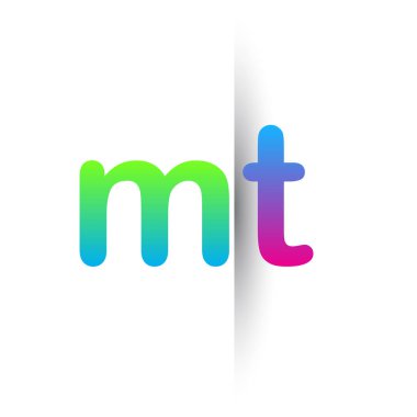 İlk Harf MT Küçük Logo Yeşil, Pembe ve Mavi, Modern ve Basit Logo Tasarımı.