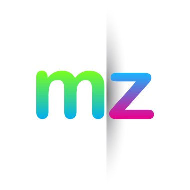 İlk Harf MZ Küçük Logo Yeşil, Pembe ve Mavi, Modern ve Basit Logo Tasarımı.