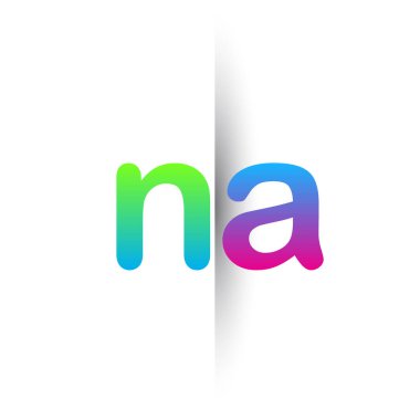 İlk harf NA Küçük harf logosu yeşil, pembe ve mavi, Modern ve basit logo tasarımı.