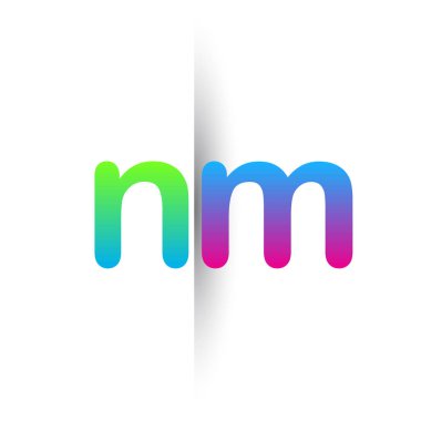 İlk Harf NM Küçük Logo Yeşil, Pembe ve Mavi, Modern ve Basit Logo Tasarımı.
