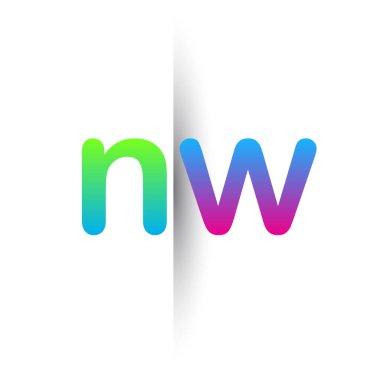 İlk Harf NW Küçük Logo Yeşil, Pembe ve Mavi, Modern ve Basit Logo Tasarımı.