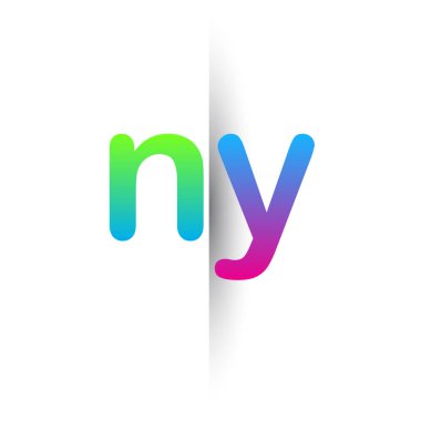 İlk Harf NY Küçük Logo Yeşil, Pembe ve Mavi, Modern ve Basit Logo Tasarımı.