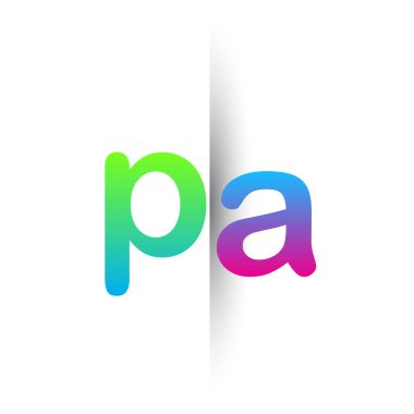 İlk Harf PA Küçük Logo Yeşil, Pembe ve Mavi, Modern ve Basit Logo Tasarımı.