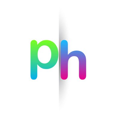 İlk Harf PH Küçük Logo Yeşil, Pembe ve Mavi, Modern ve Basit Logo Tasarımı.